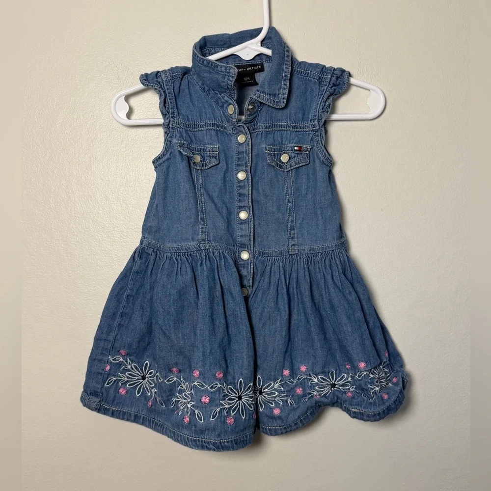 Tommy Hilfiger Baby Girls Denim Snap Dress - Size 18 months